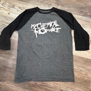 My Chemical Romance Raglan Baseball Jersey Shirt in gray black sz Medium EUC